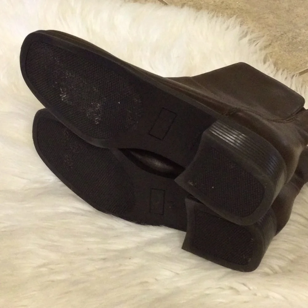 Studio Works Brown Leather Braydon Side Zip Ankle Boots Size 6.5